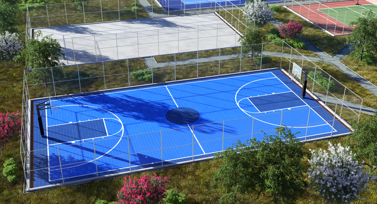 Outdoor Basketball Court 3D model