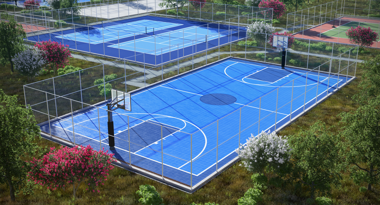 Outdoor Basketball Court 3D model