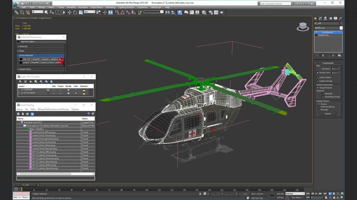 3D Eurocopter H-72 Lakota Helicopter model