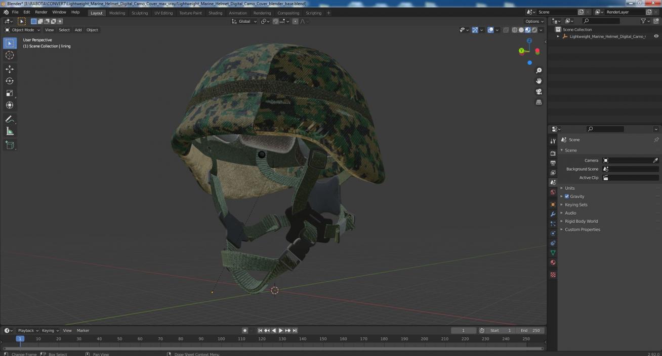 Lightweight Marine Helmet Digital Camo Cover 3D model