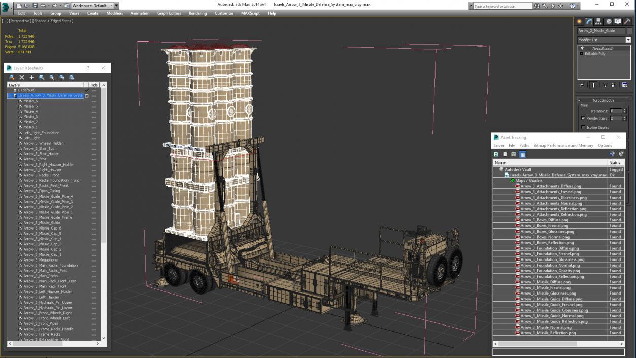 3D Israels Arrow-3 Missile Defense System model