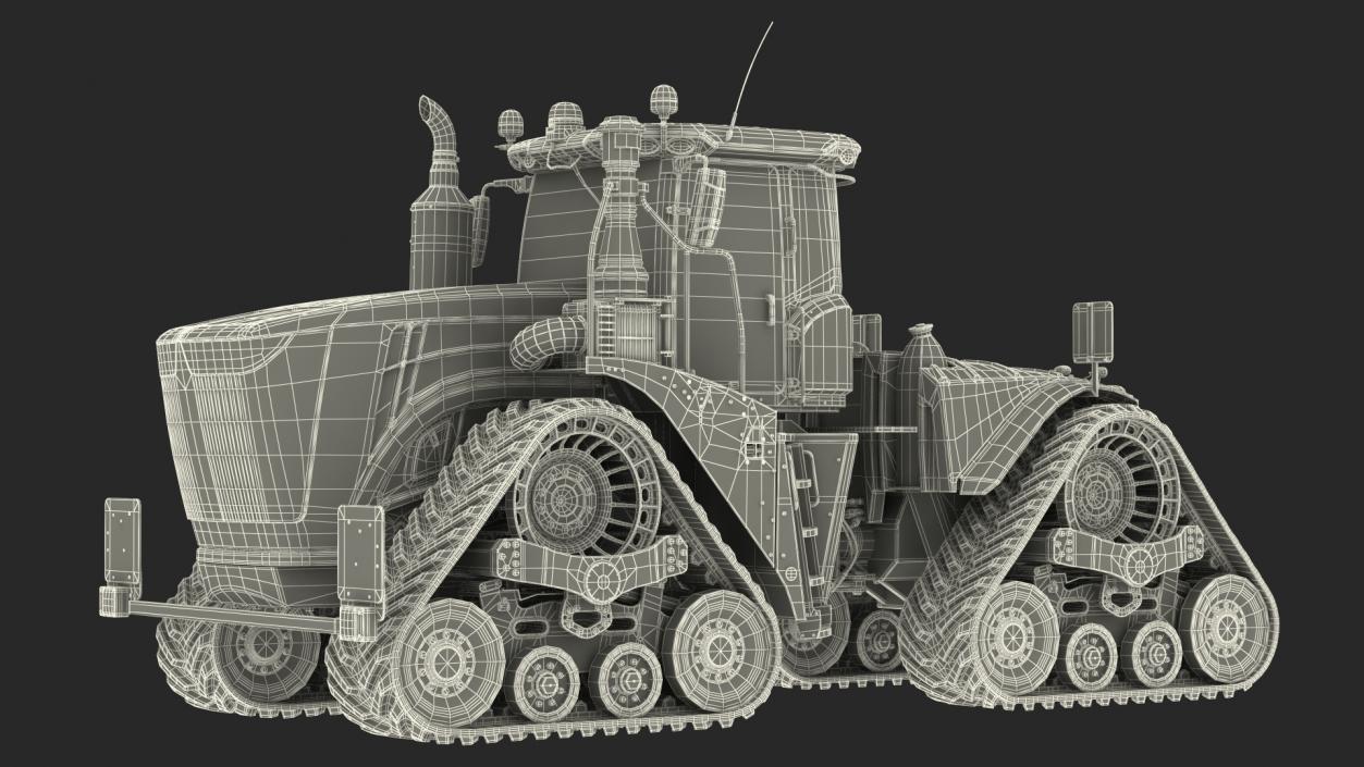 3D Four Track Tractor Dirty Rigged