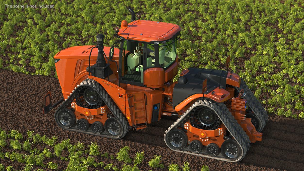 3D Four Track Tractor Dirty Rigged