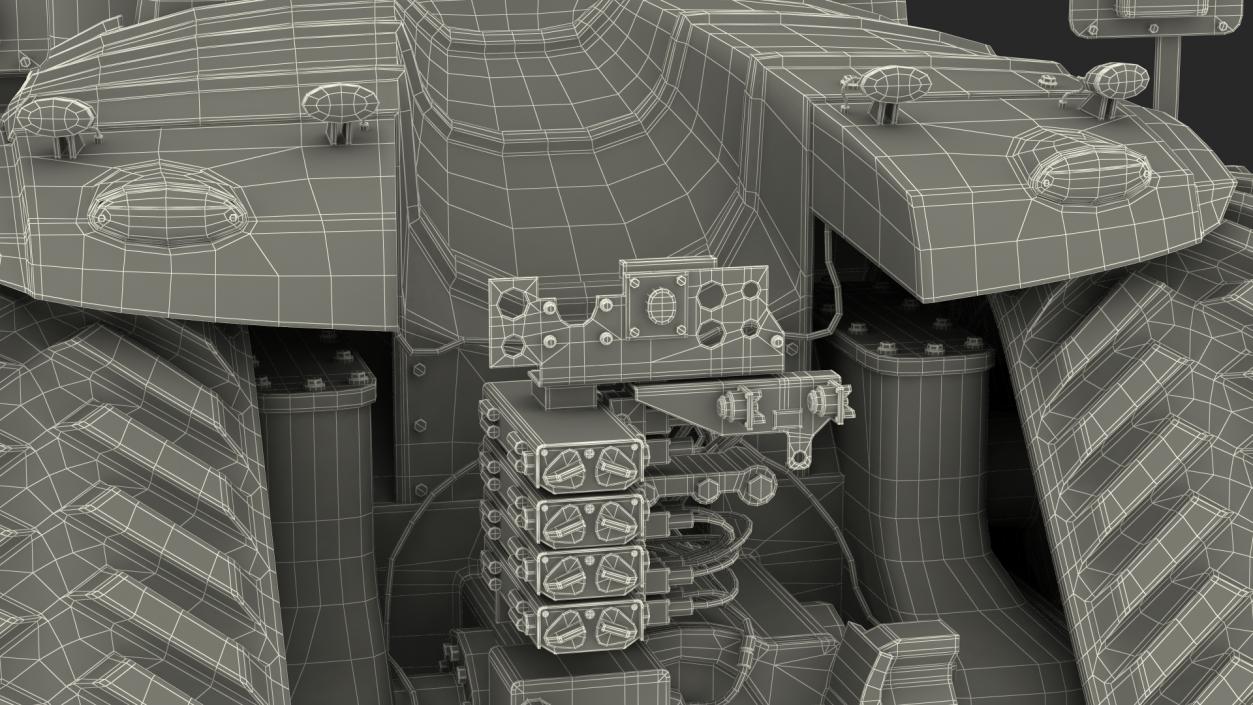 3D Four Track Tractor Dirty Rigged