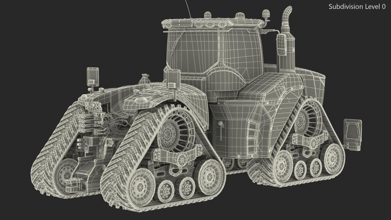 3D Four Track Tractor Dirty Rigged