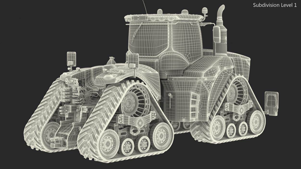 3D Four Track Tractor Dirty Rigged