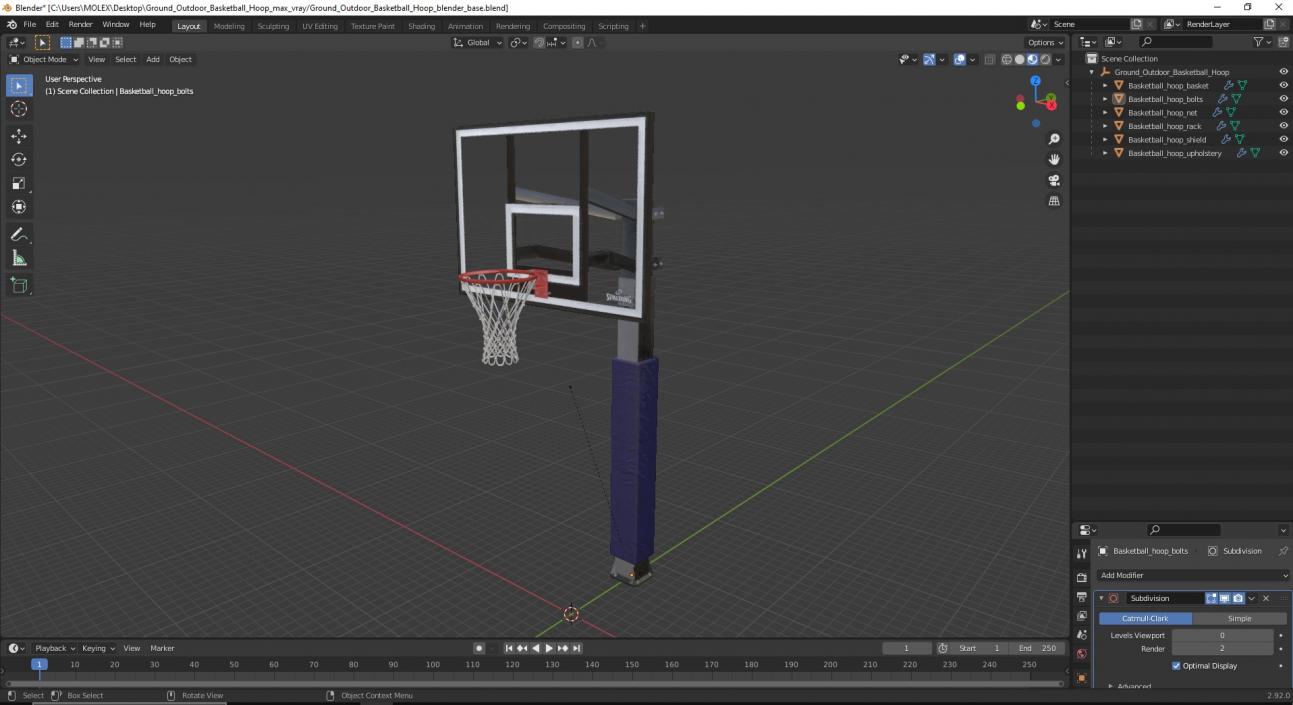 3D model Ground Outdoor Basketball Hoop