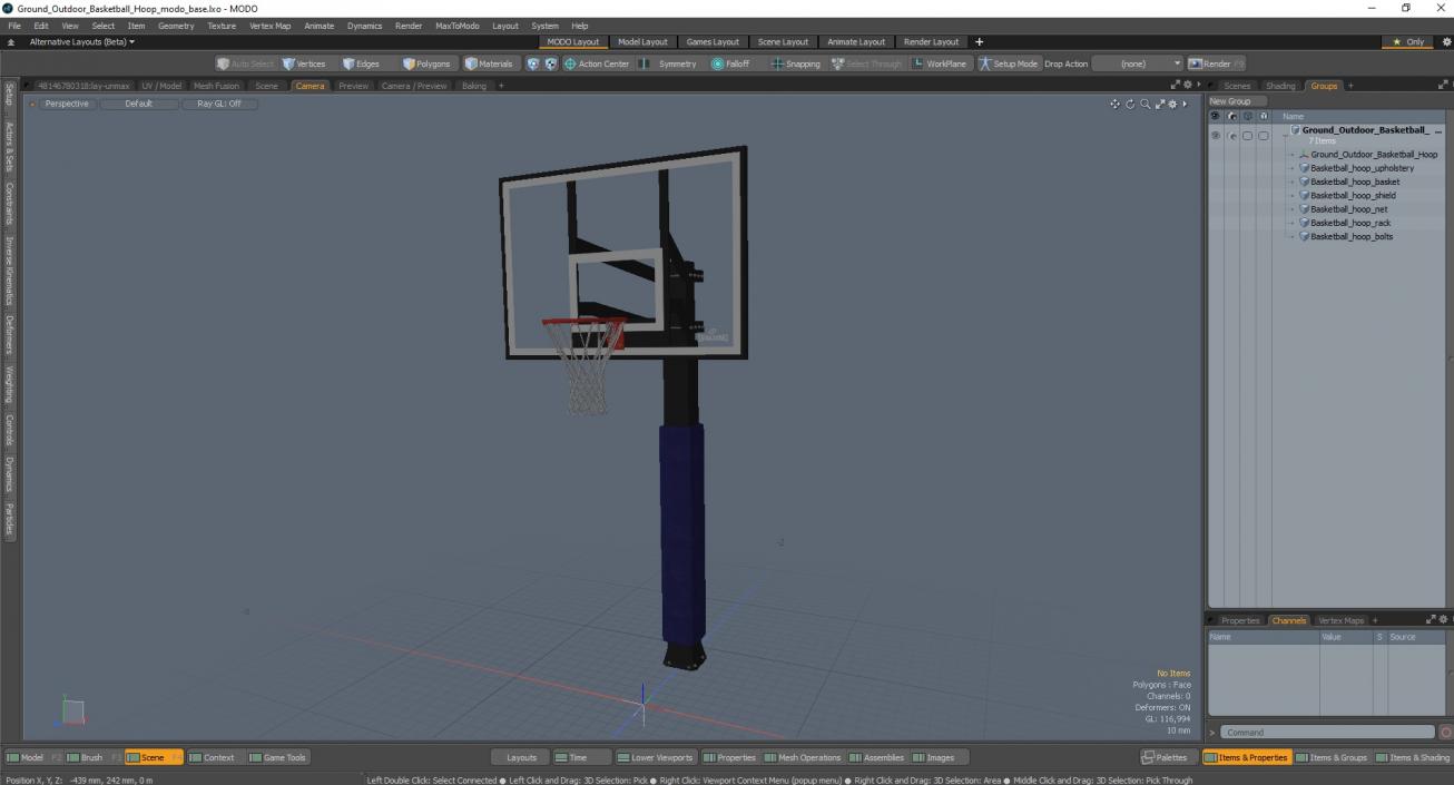 3D model Ground Outdoor Basketball Hoop