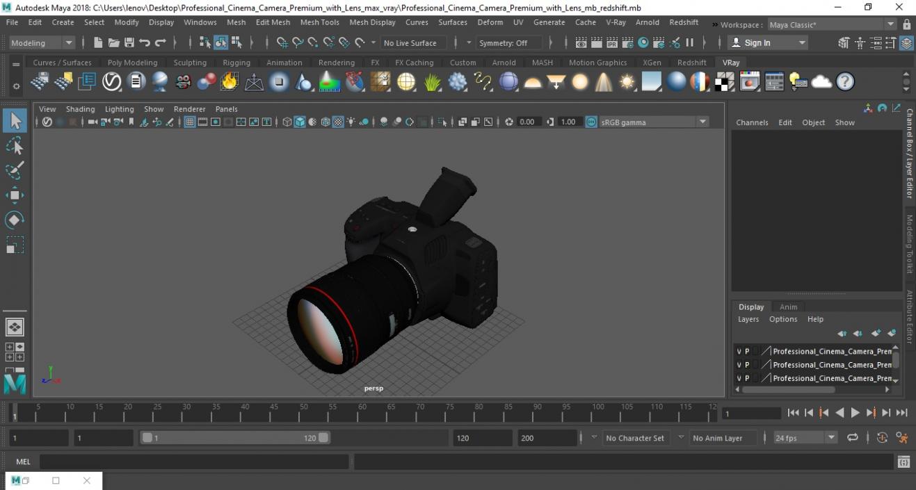 Professional Cinema Camera Premium with Lens 3D model