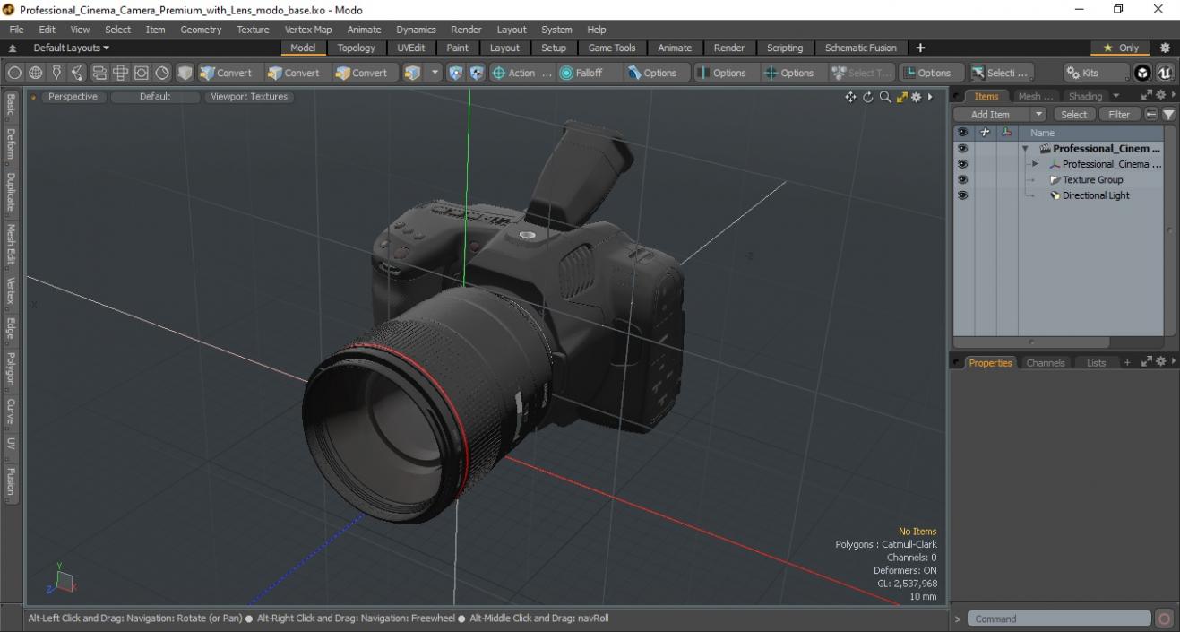 Professional Cinema Camera Premium with Lens 3D model