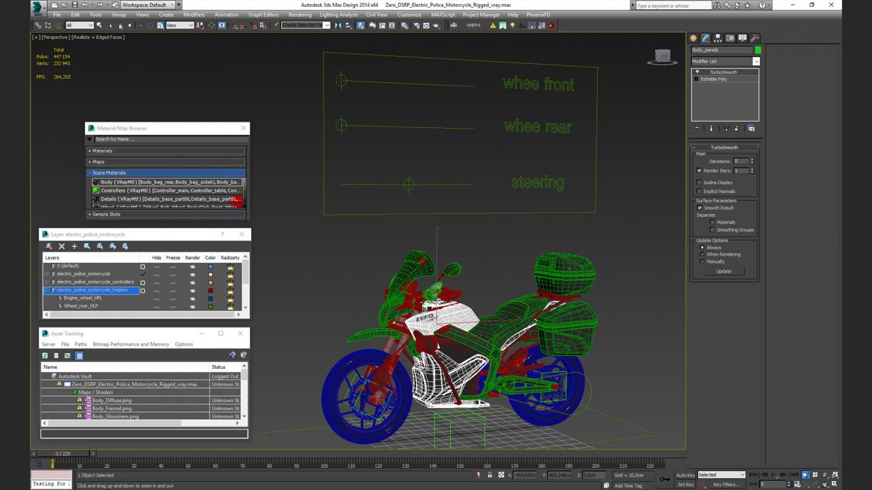 3D Zero DSRP Electric Police Motorcycle Rigged model