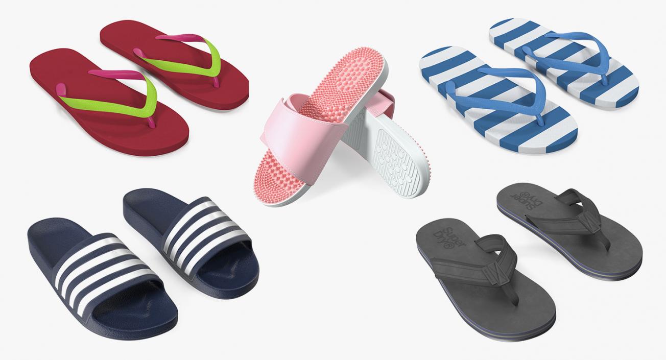 Flip-Flops Slippers Collection 3 3D