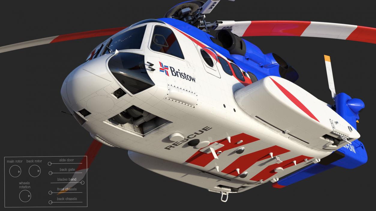 Sikorsky S-92 Civil Helicopter Rigged 3D