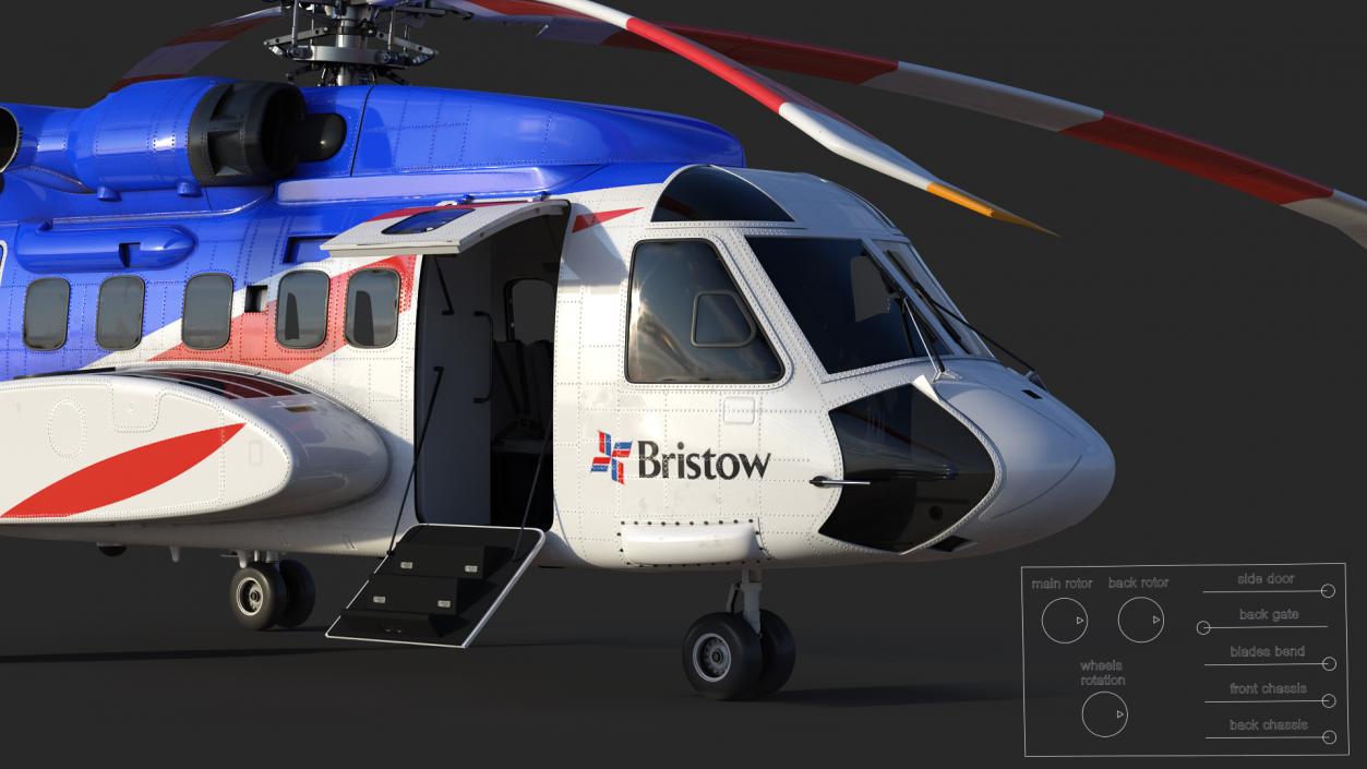 Sikorsky S-92 Civil Helicopter Rigged 3D