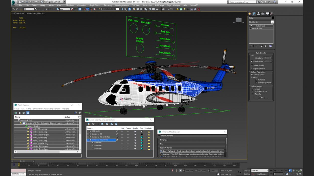 Sikorsky S-92 Civil Helicopter Rigged 3D