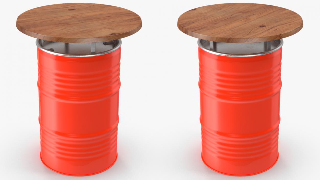 Upcycled Oil Drum Bar Table 3D