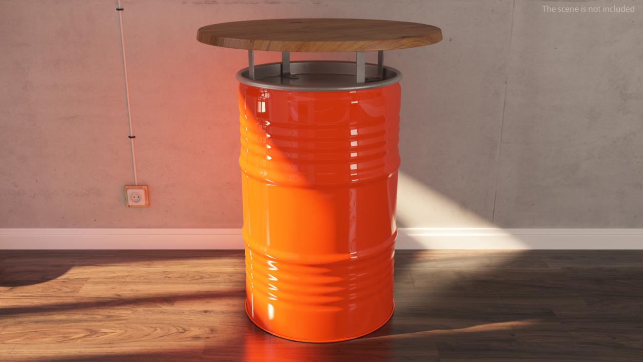 Upcycled Oil Drum Bar Table 3D