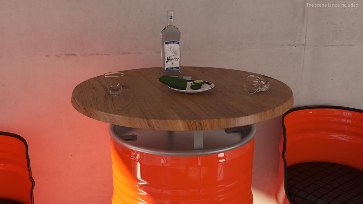 Upcycled Oil Drum Bar Table 3D