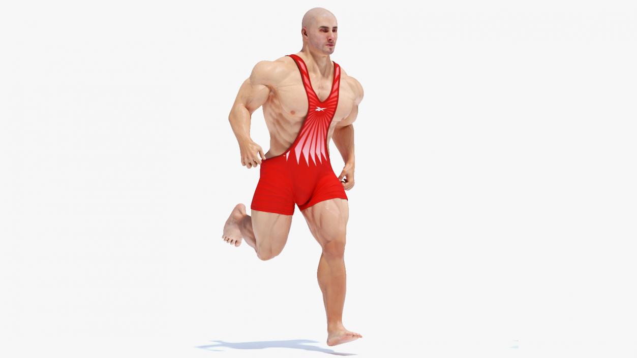 Athletic Strong Male in Reebok Red Leotard Rigged 3D model