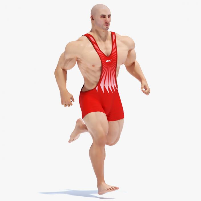 Athletic Strong Male in Reebok Red Leotard Rigged 3D model