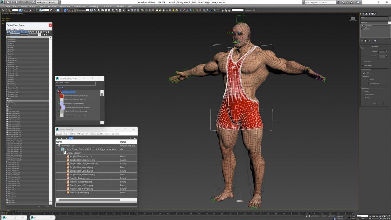 Athletic Strong Male in Reebok Red Leotard Rigged 3D model