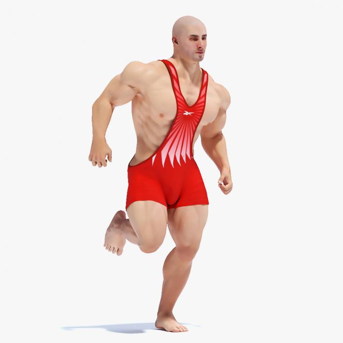 Athletic Strong Male in Reebok Red Leotard Rigged 3D model