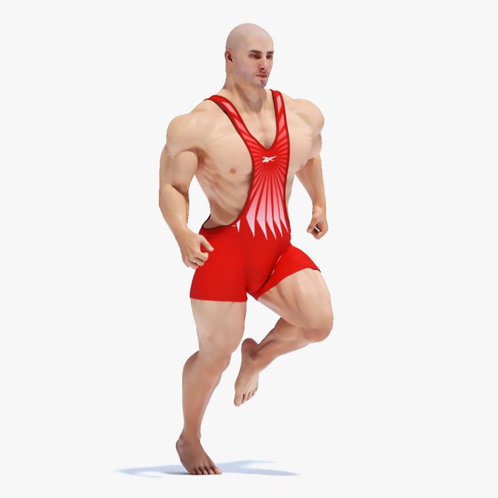 Athletic Strong Male in Reebok Red Leotard Rigged 3D model