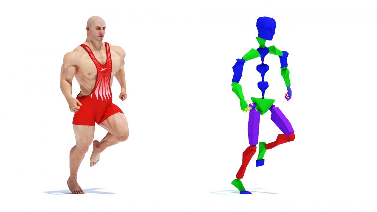 Athletic Strong Male in Reebok Red Leotard Rigged 3D model