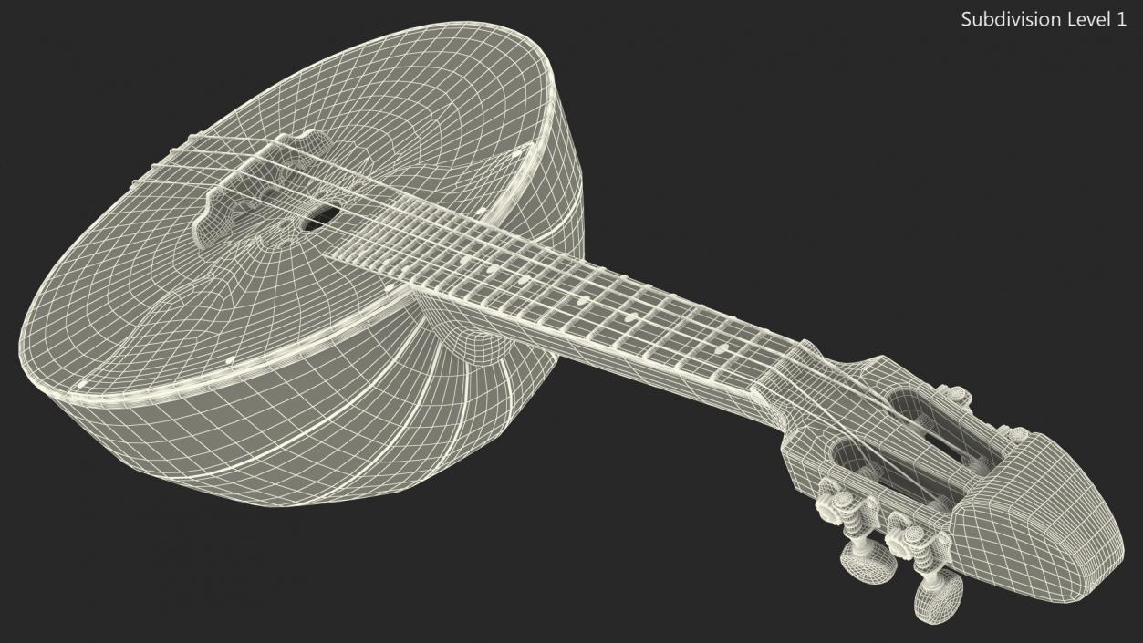 Domra Prima Four String Folk Instrument 3D model