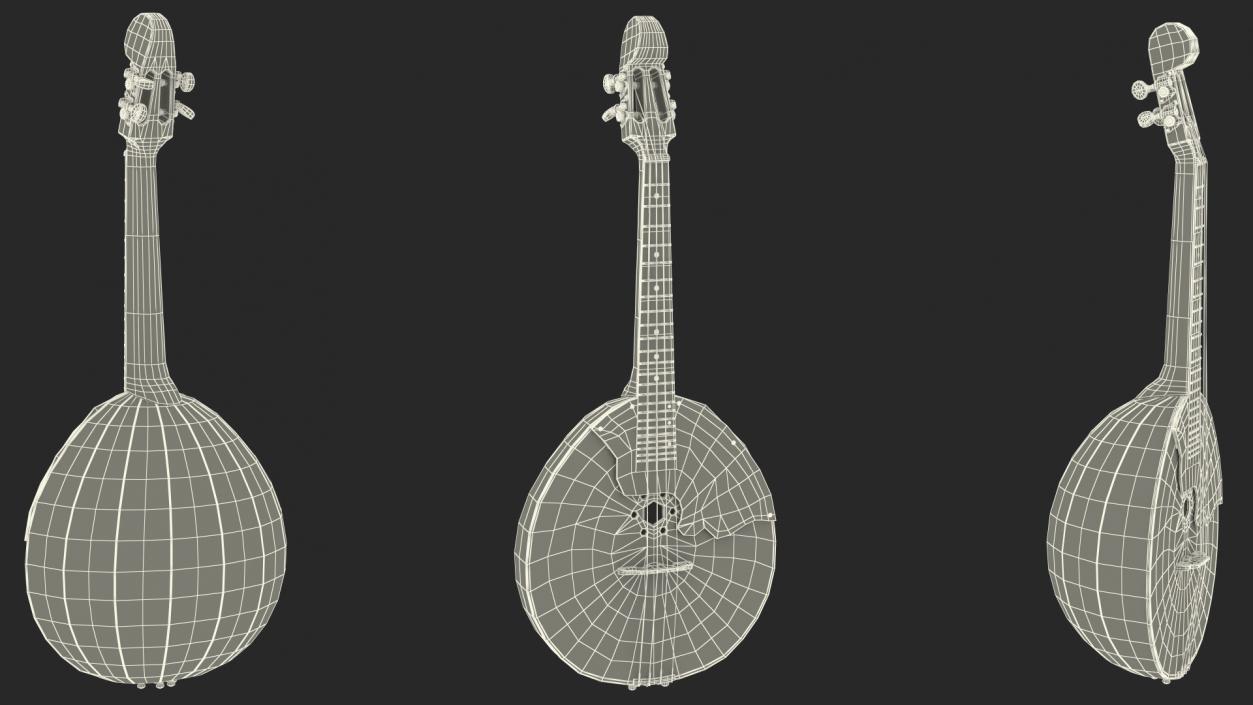 Domra Prima Four String Folk Instrument 3D model