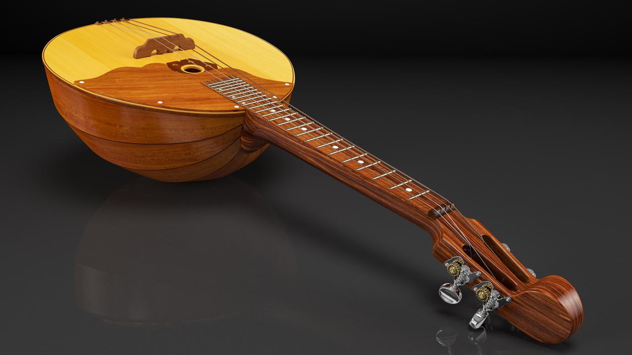 Domra Prima Four String Folk Instrument 3D model