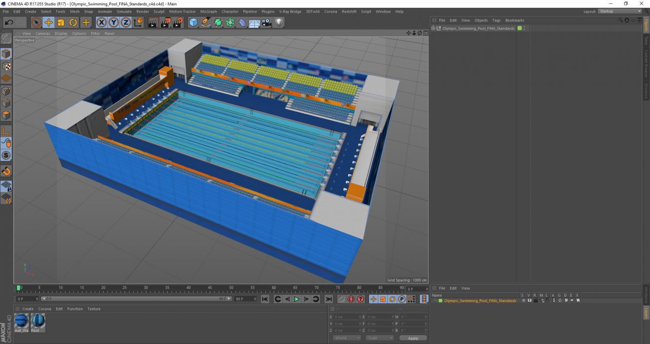 3D Olympic Swimming Pool FINA Standards