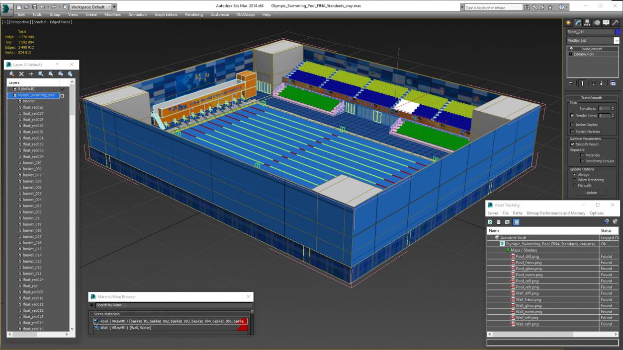 3D Olympic Swimming Pool FINA Standards