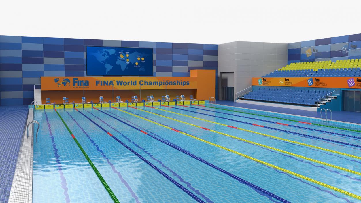 3D Olympic Swimming Pool FINA Standards