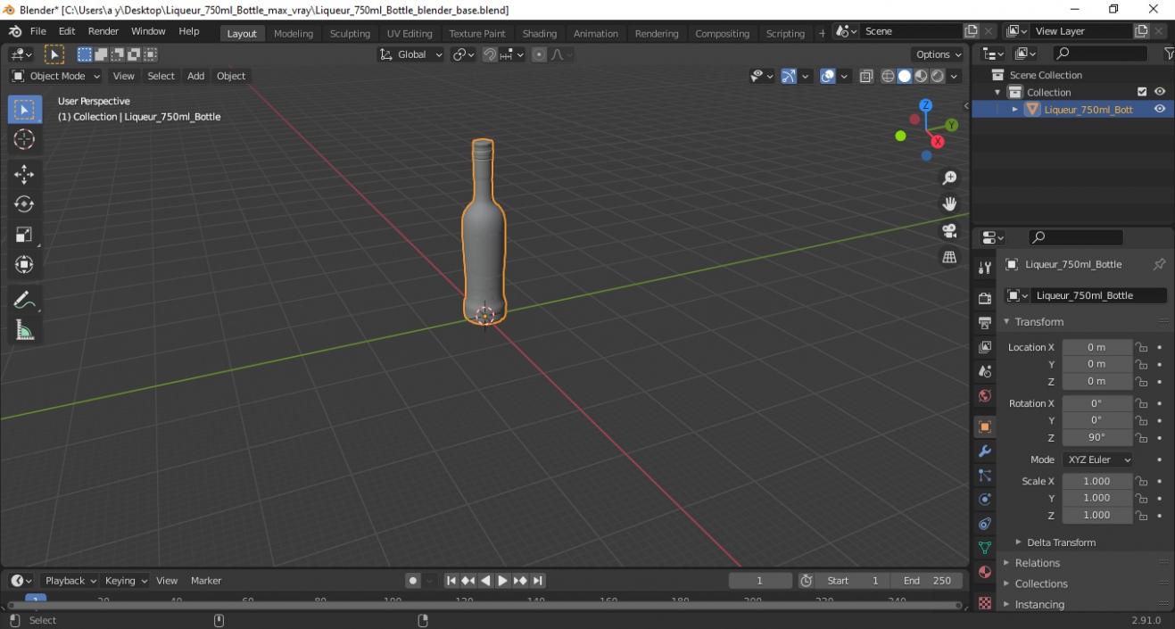 3D model Liqueur 750ml Bottle