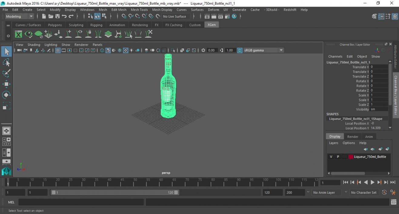 3D model Liqueur 750ml Bottle