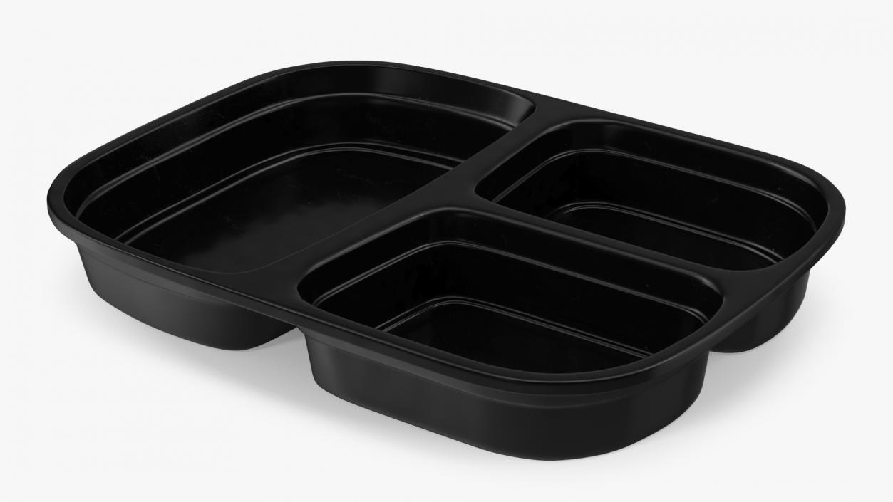 3D model Plastic 3 Compartment Meal Prep Container with Lid