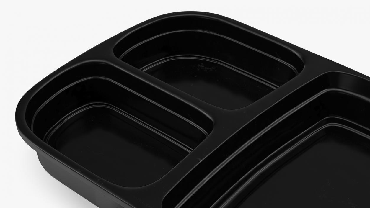 3D model Plastic 3 Compartment Meal Prep Container with Lid