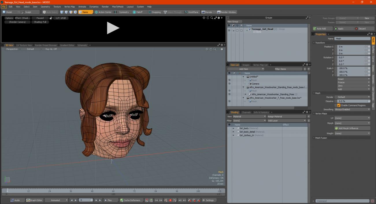 Teenage Girl Head 3D