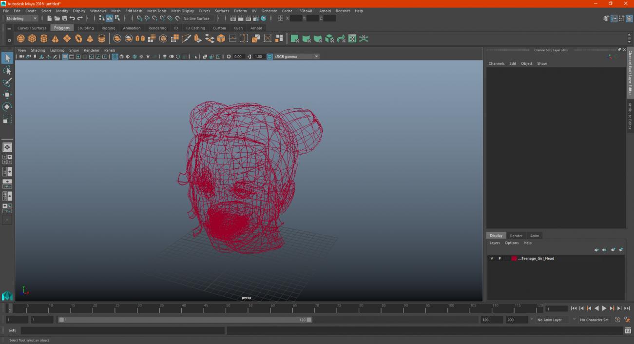 Teenage Girl Head 3D