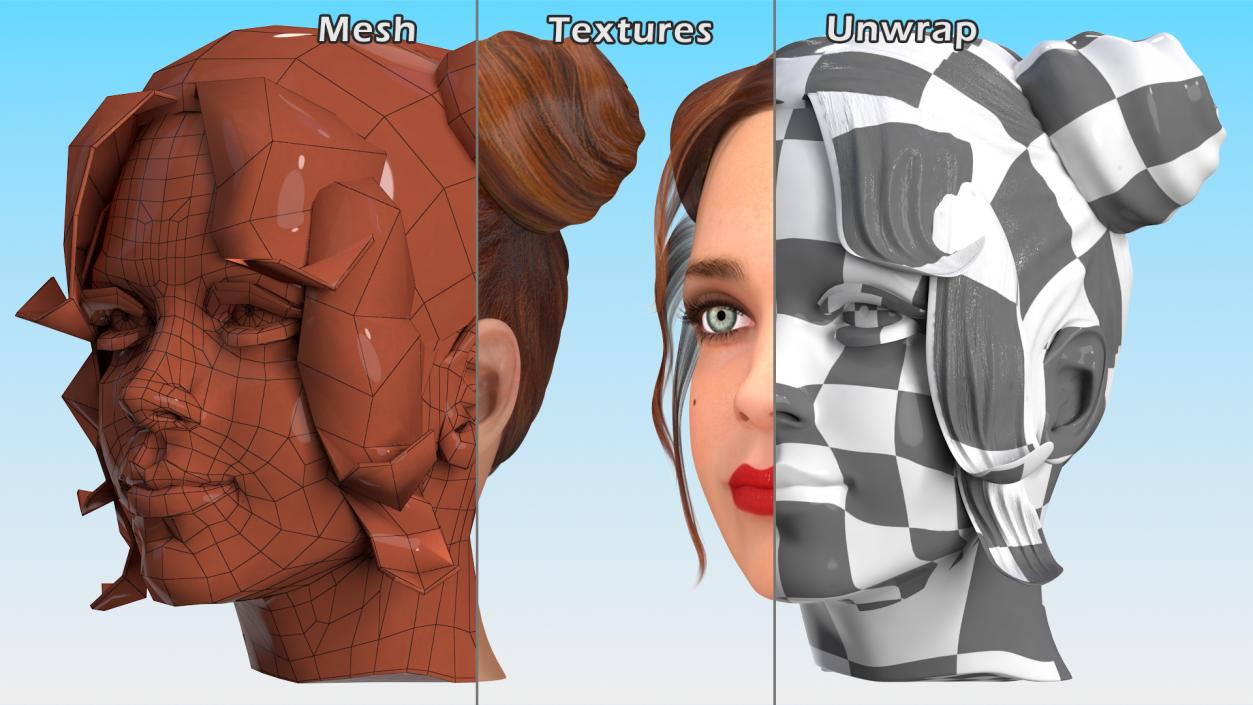 Teenage Girl Head 3D