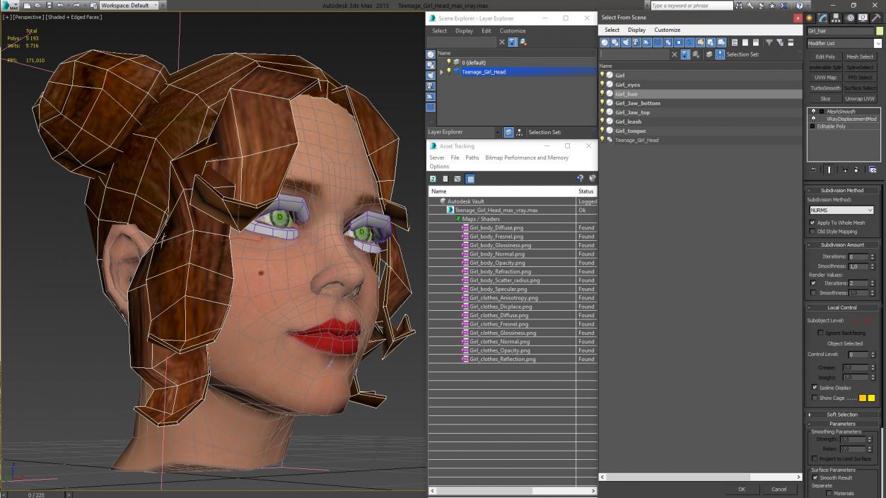 Teenage Girl Head 3D