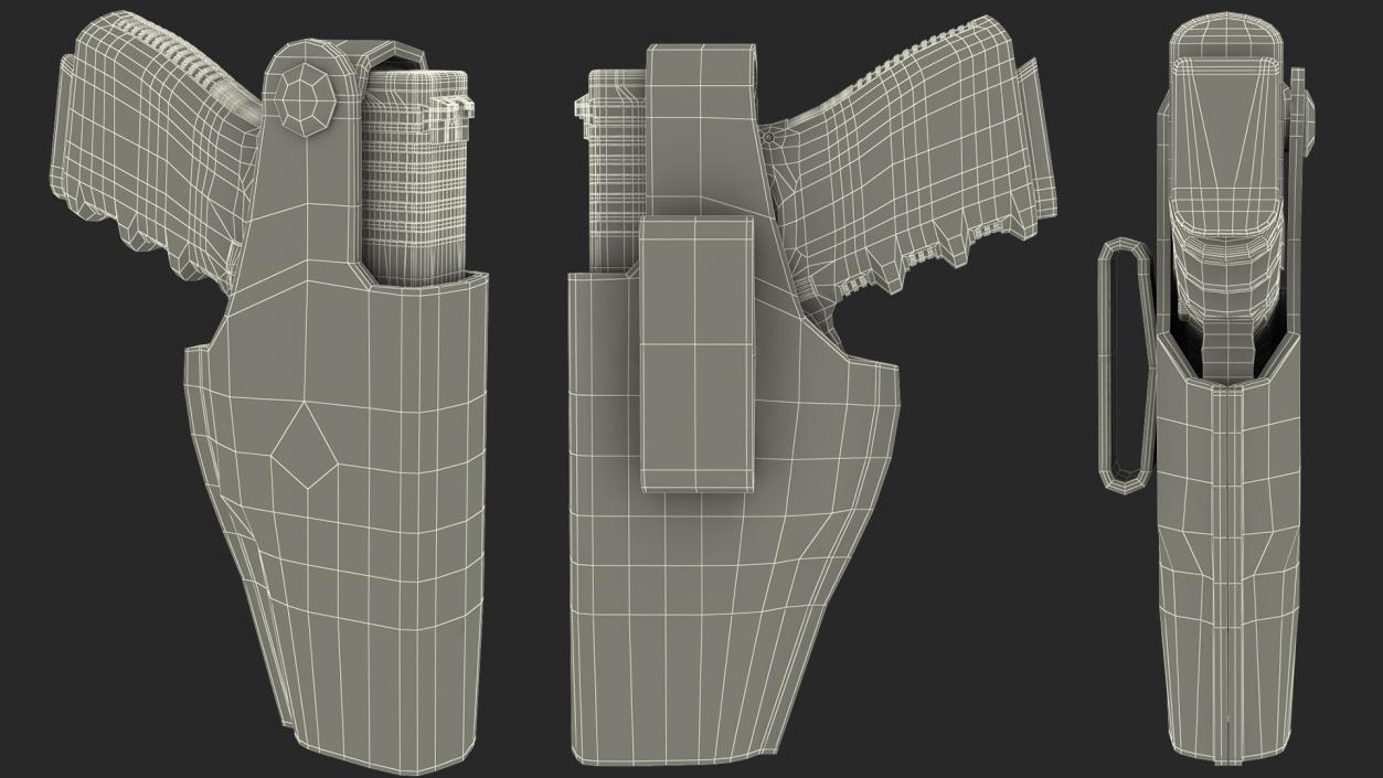 Gun in Tactical Belt  Holster 3D model