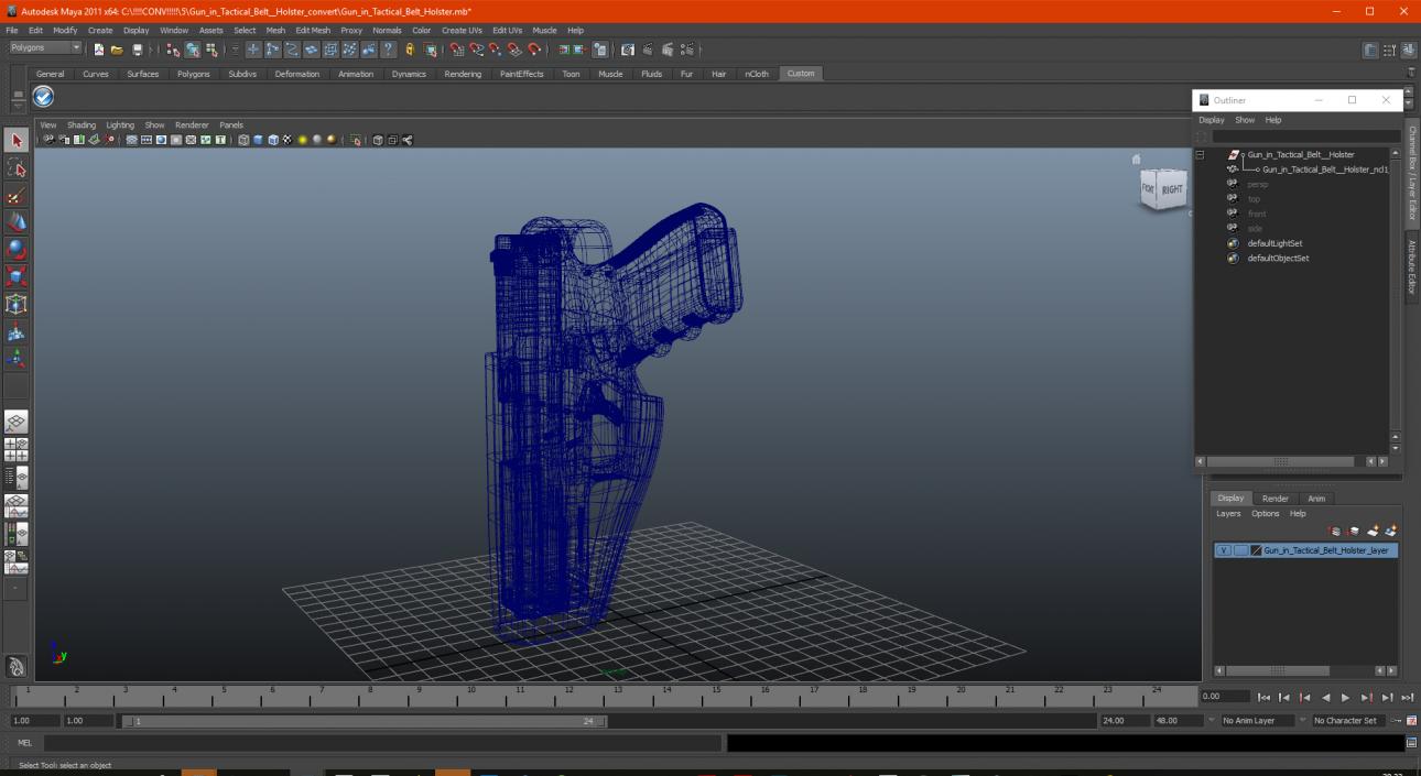 Gun in Tactical Belt  Holster 3D model