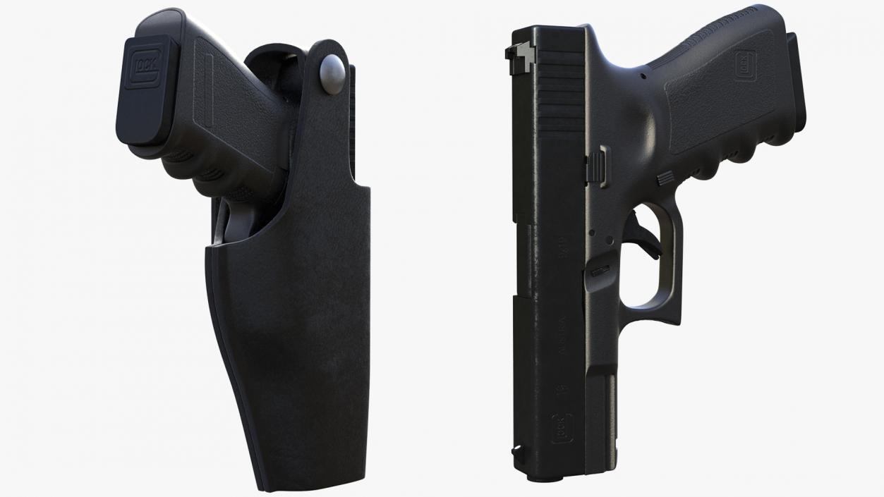 Gun in Tactical Belt  Holster 3D model