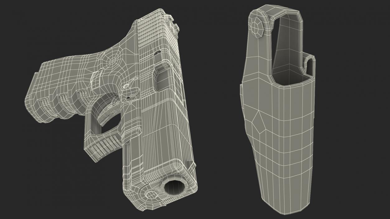 Gun in Tactical Belt  Holster 3D model