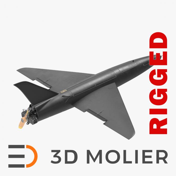 Drone Kamikaze Black Rigged 2 3D model