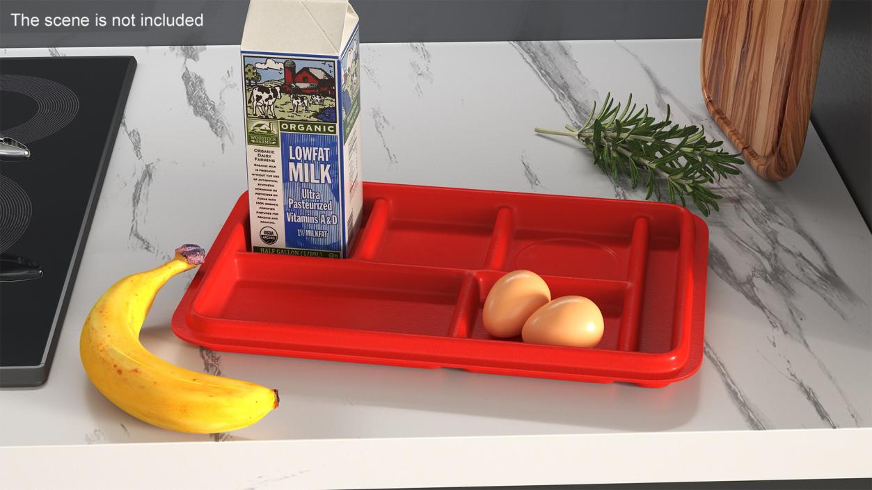 3D model Compartment Meal Tray Red