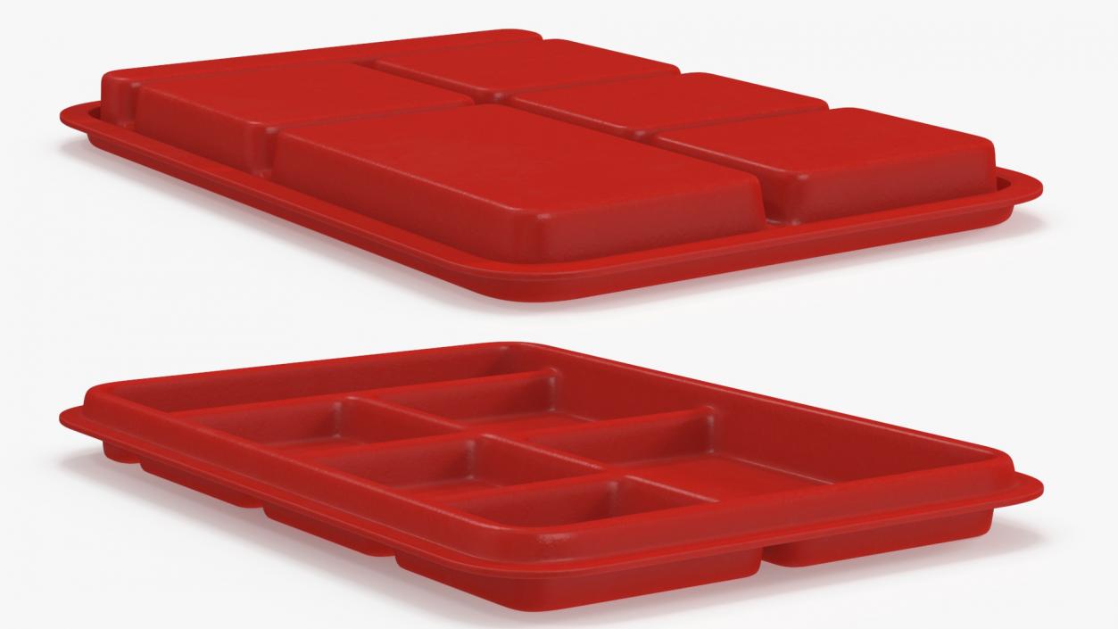 3D model Compartment Meal Tray Red