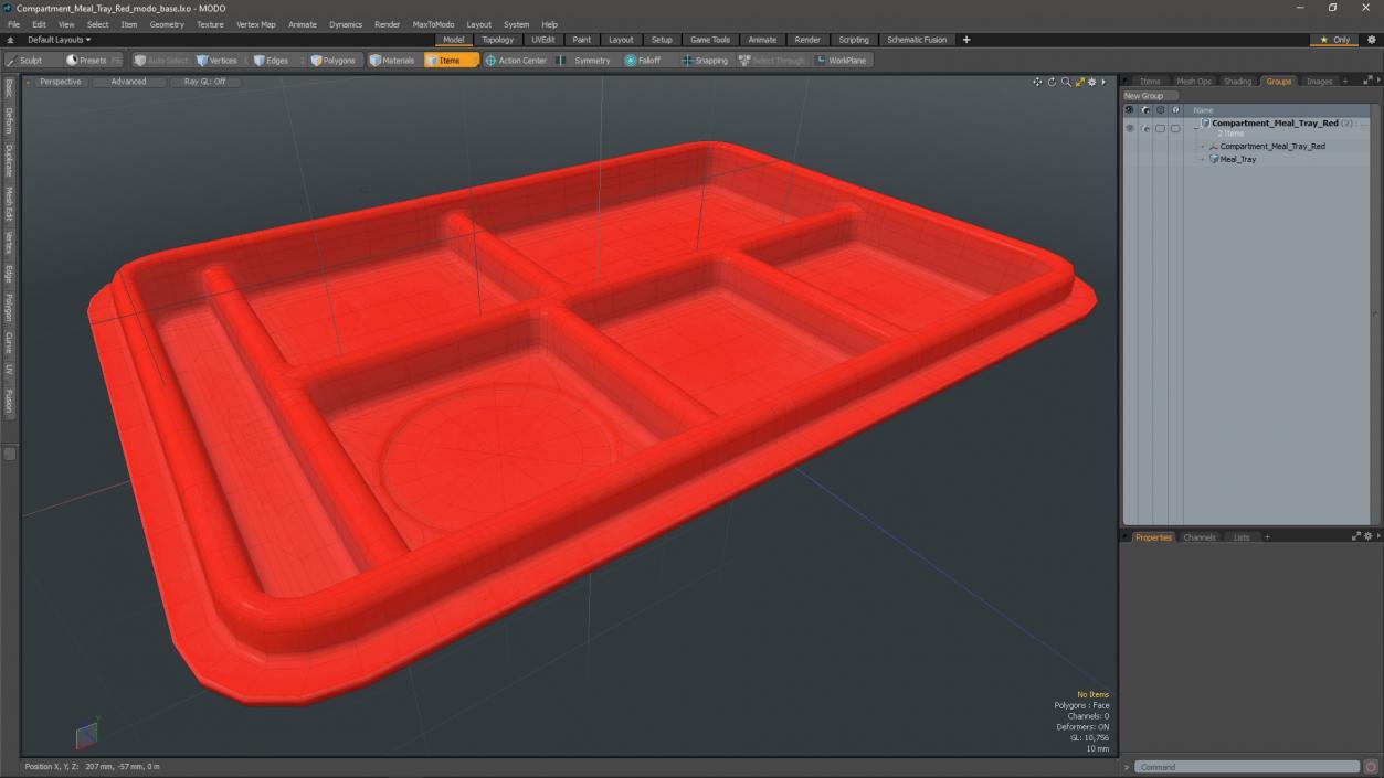 3D model Compartment Meal Tray Red